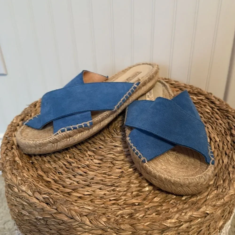 Clara Duran Spain Blue Espadrille Sandals - 37 - Good Condition